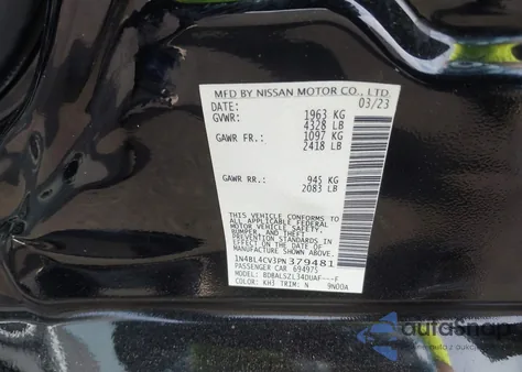 2023 Nissan Altima Sr из США, поврежденный, VIN 1N4BL4CV3PN379481